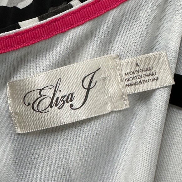 Eliza J Short Sleeved Geometric Print Shift Dress Sz. 4 Black/Pink/Gray/White - Picture 5 of 8